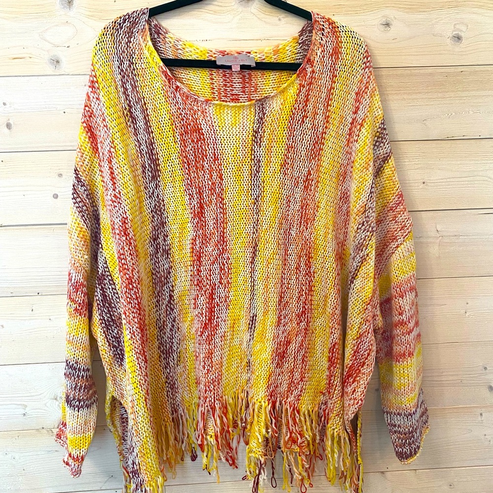 Laurie Felt Baja sweater with fringe detail knitted long sleeve top